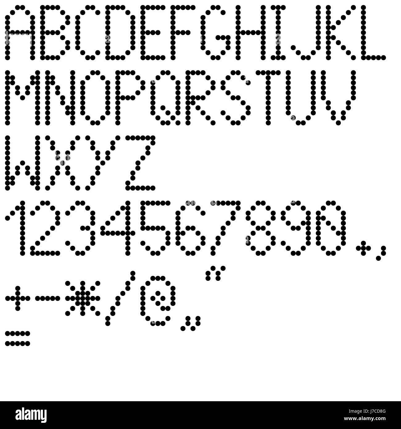 Signer des signaux numériques symboles alphabet nombre nombre points ABC lettre Banque D'Images