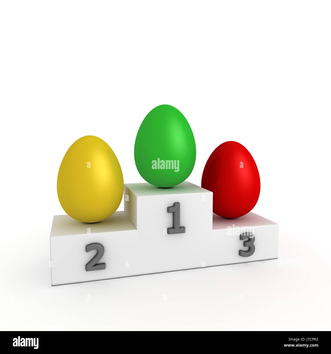 La plate-forme verte oeufs étape victoire succès gagner podium estrade rouge jaune tasse food Banque D'Images