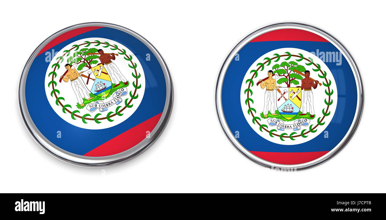 Tout autour d'un drapeau belize bannière bouton autocollant autocollants broches isolées de voyage Banque D'Images