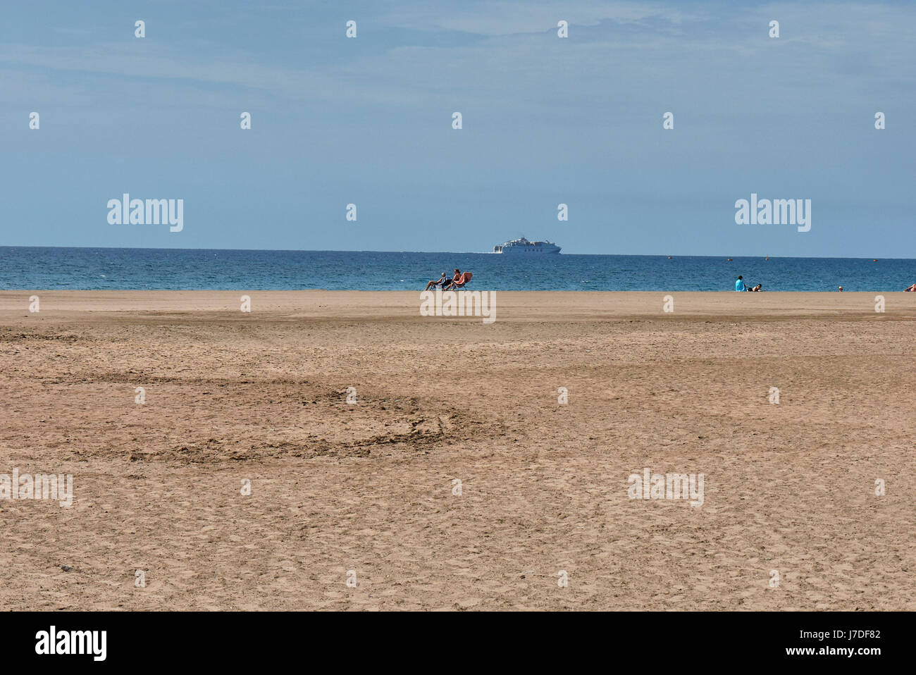 Touristes à la plage de Matagorda Banque D'Images