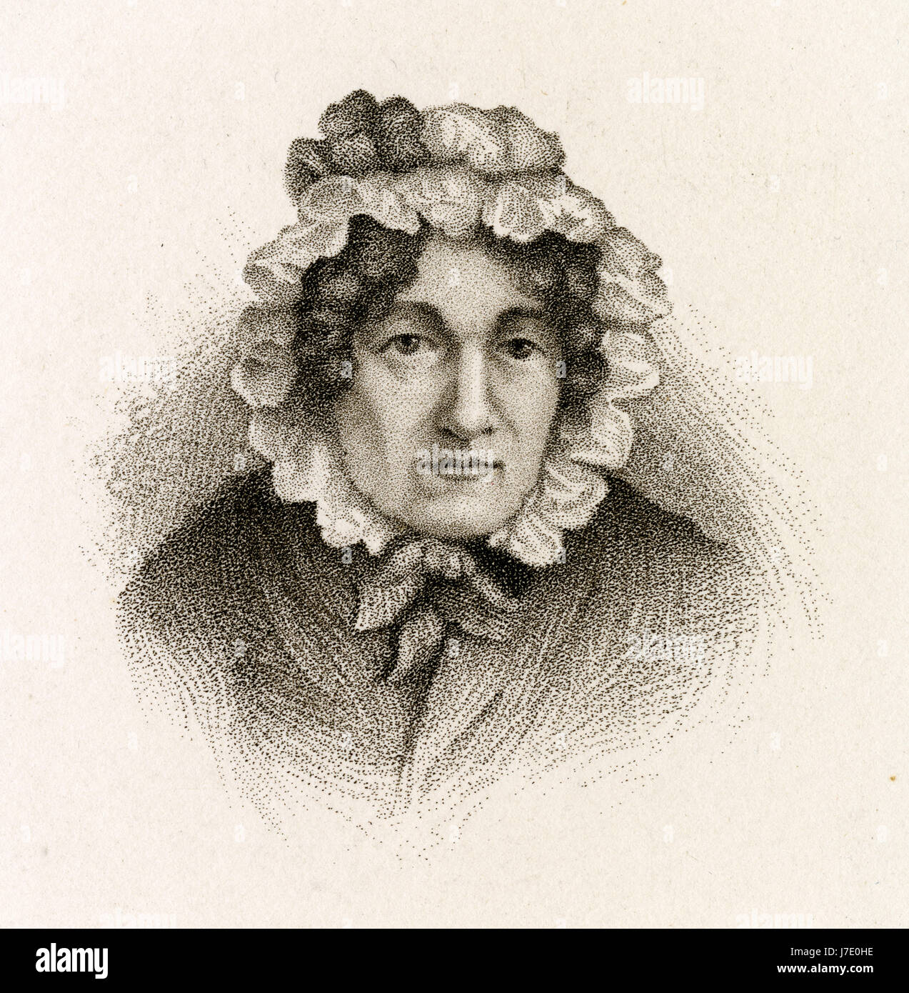 C Antique1860 gravure, Mary Lamb. Mary Ann Lamb (1764-1847), était un écrivain anglais. Elle est surtout connue pour la collaboration avec son frère Charles sur la collection les contes de Shakespeare. SOURCE : gravure originale. Banque D'Images