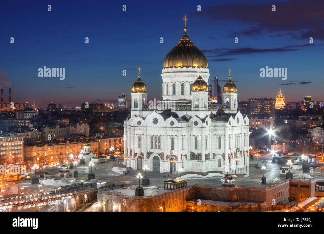 Cathédrale de Christ le Sauveur dans la nuit, Russie, Moscou Banque D'Images