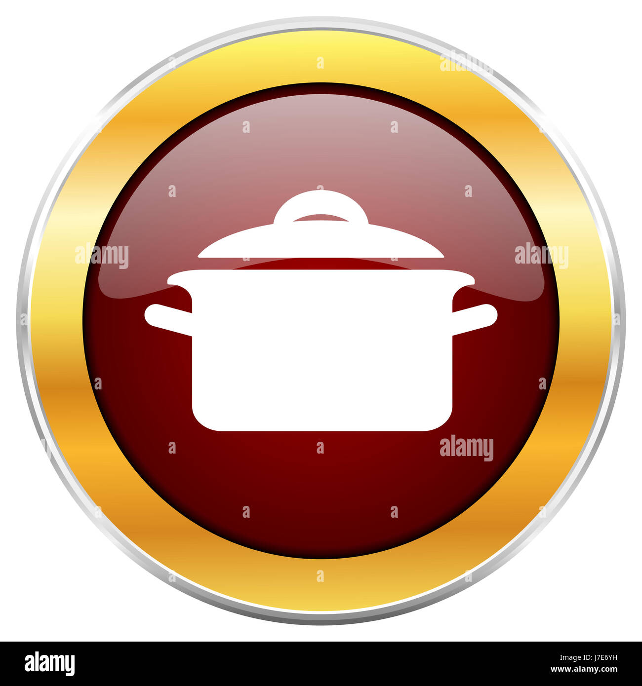 L'icône web rouge Cook avec golden border isolé sur fond blanc. Bouton ...