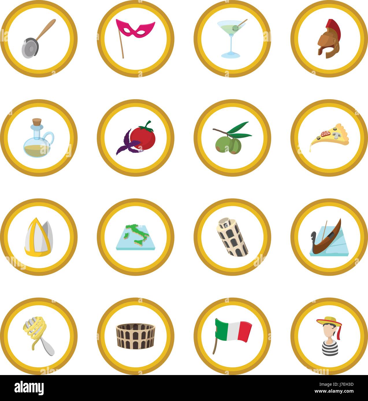 Italie cartoon cercle icône Illustration de Vecteur