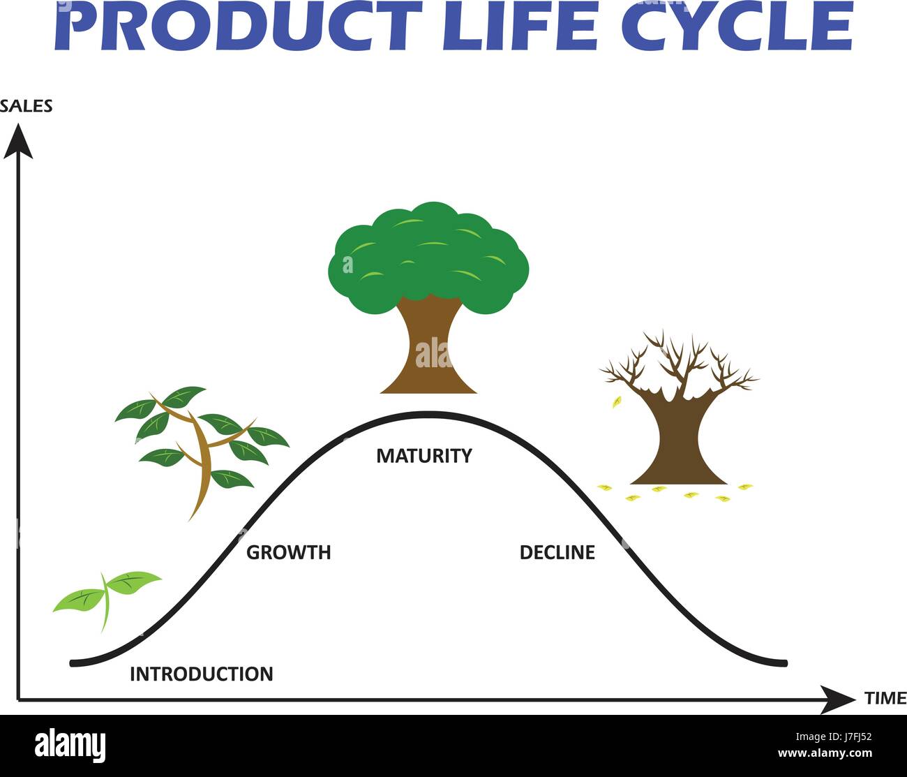 Cycle de vie du produit sur fond blanc conçu comme l'arboriculture Illustration de Vecteur