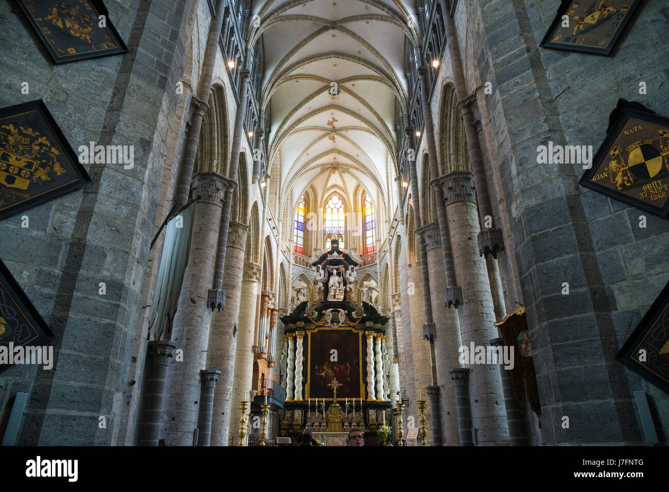 Gand, Belgique - 16 Avril 2017 : Interiors, peintures et les détails de l''Église Saint-Nicolas à Gand, Belgique Banque D'Images