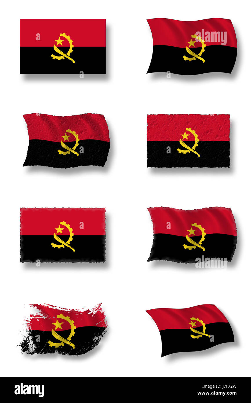 Drapeau Drapeau national Angola Angola coup pictogramme Pictogramme Banque D'Images