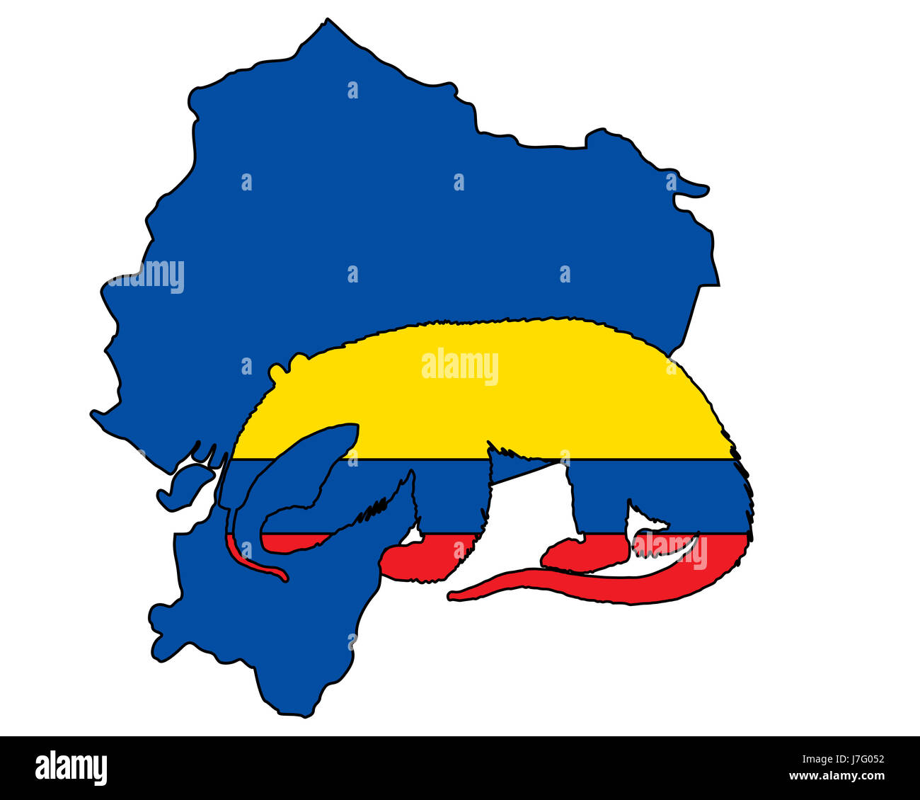 Inscrivez-bleu de la faune des mammifères marins animaux couleurs en option illustration flag Banque D'Images