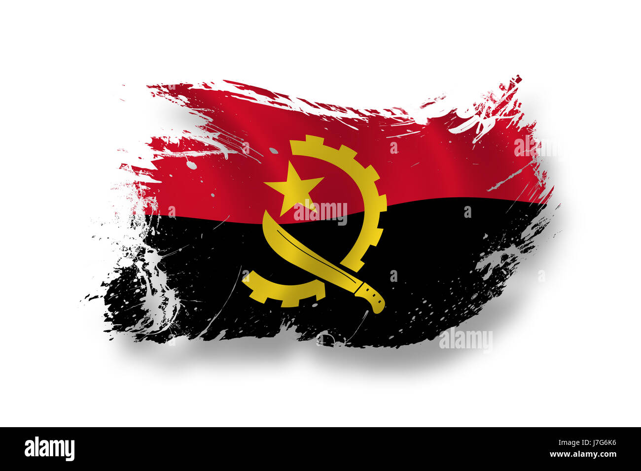 Drapeau Drapeau national Angola Angola coup pictogramme Pictogramme Banque D'Images