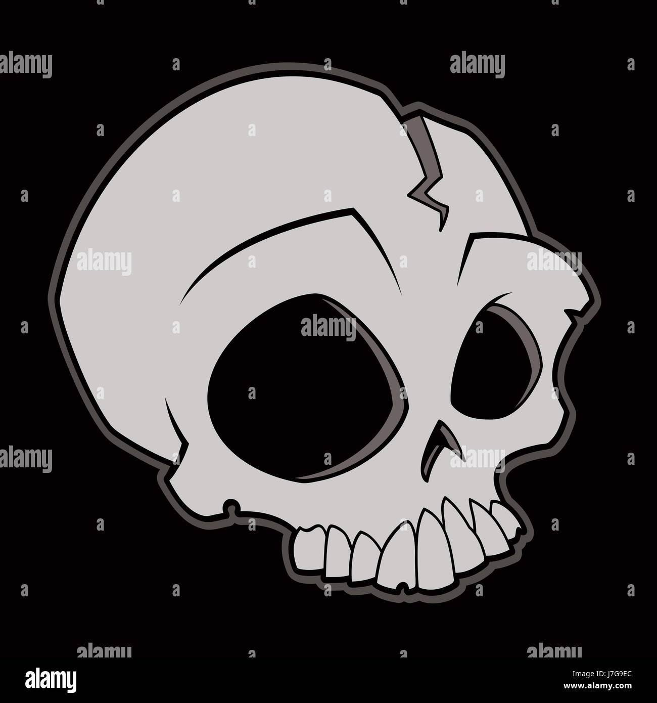 Illustration os du crâne squelette Spooky Halloween cartoon vector illustration Banque D'Images