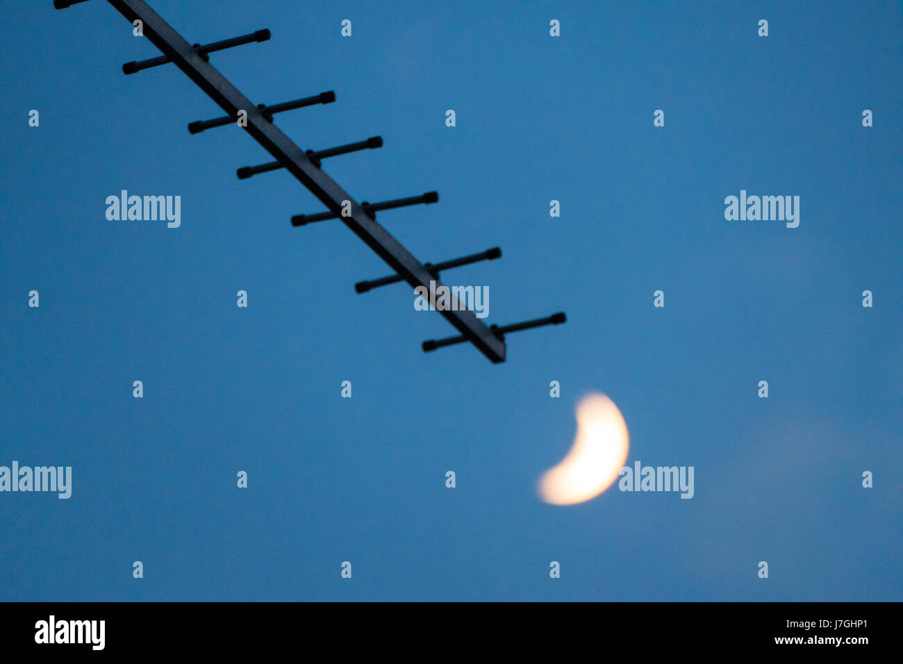 Lune-nuit ,antenne à faisceau Banque D'Images