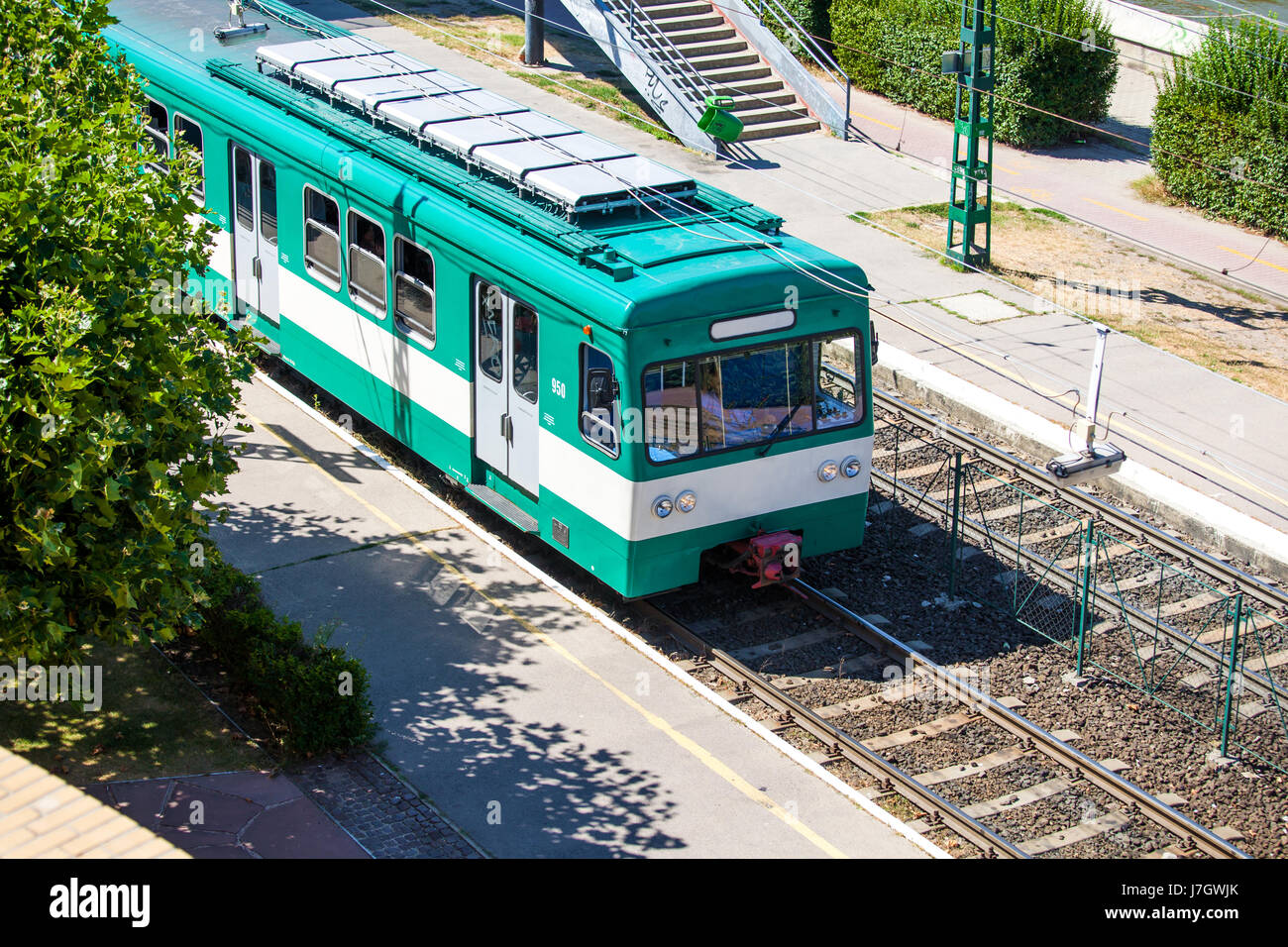 Train vert de Budapest, Humgary Banque D'Images