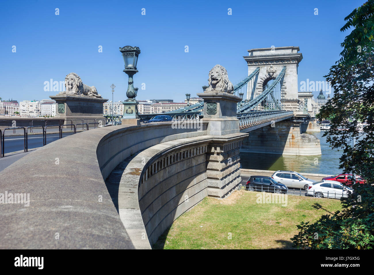 Pont à chaînes Széchenyi à Budapest, Hongrie Banque D'Images