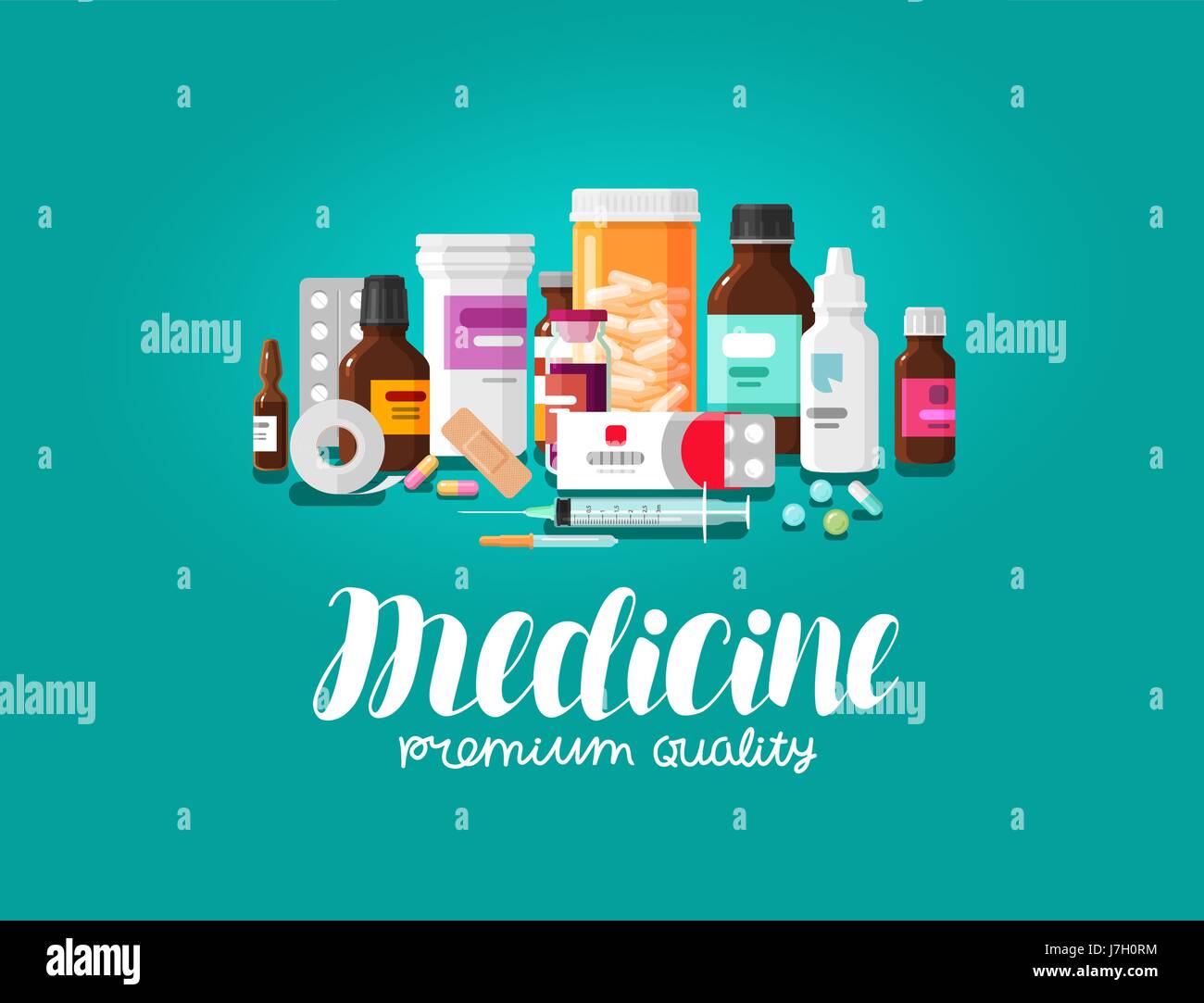Concept de la médecine. Pharmacie, pharmacie, hôpital, clinique ou logo. Modèle plat, vector illustration Illustration de Vecteur