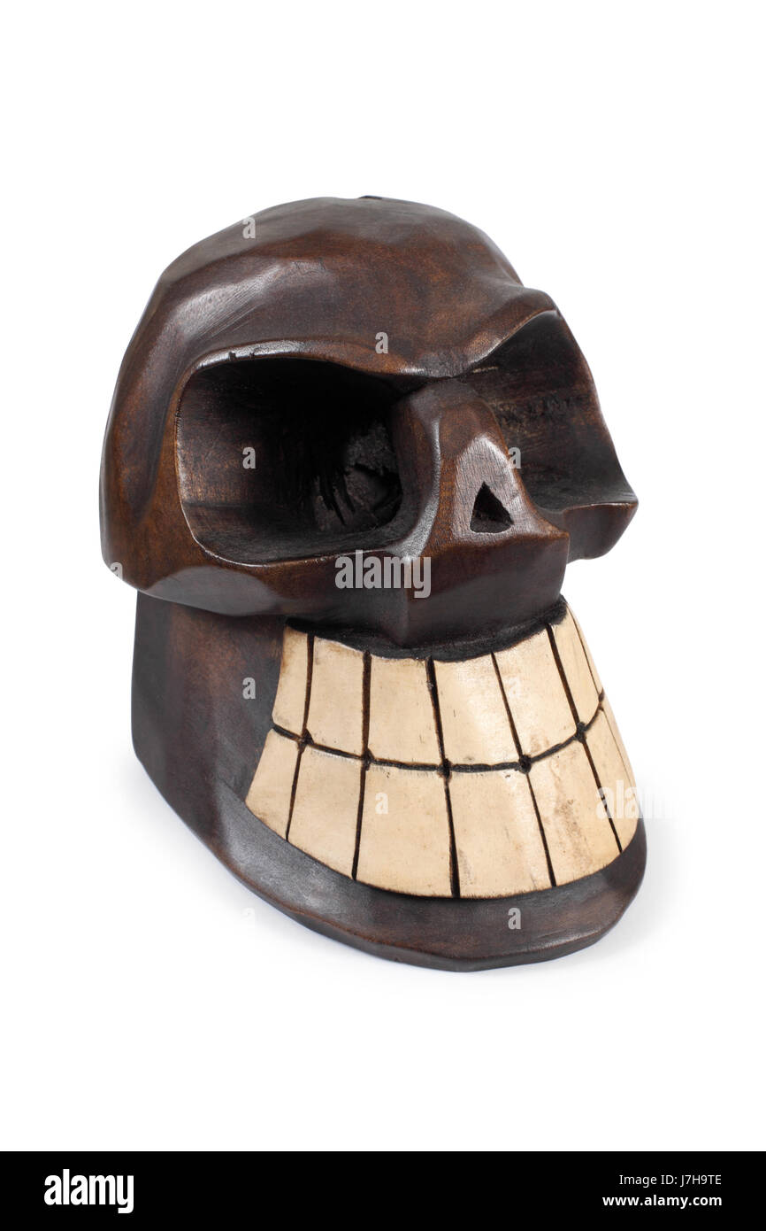 Crâne de sculpture en bois squelette mexicain mexique spooky rire rire rire  twit Photo Stock - Alamy