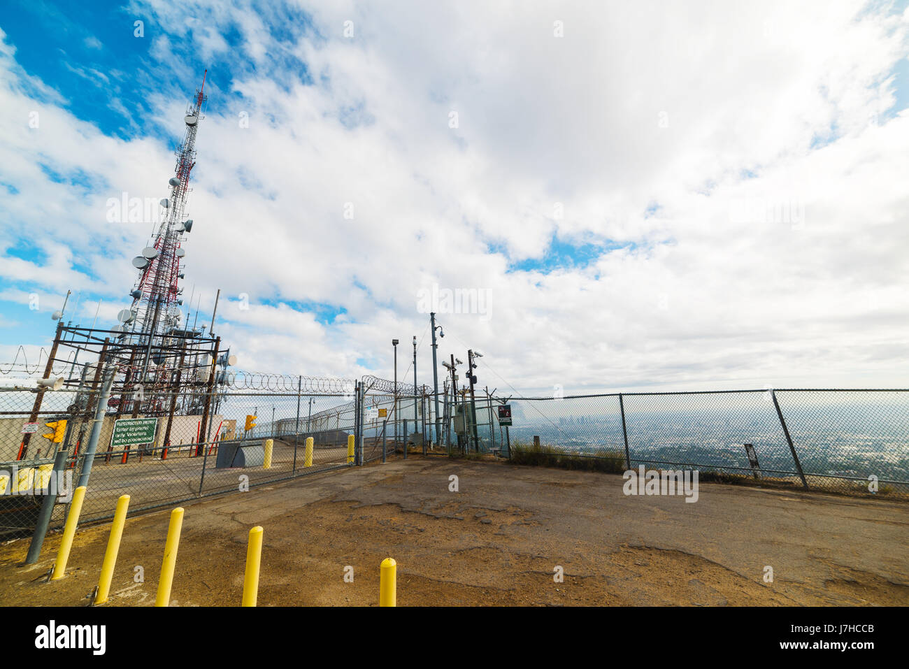 Dans l'antenne énorme Mt Lee à Los Angeles, Californie Banque D'Images