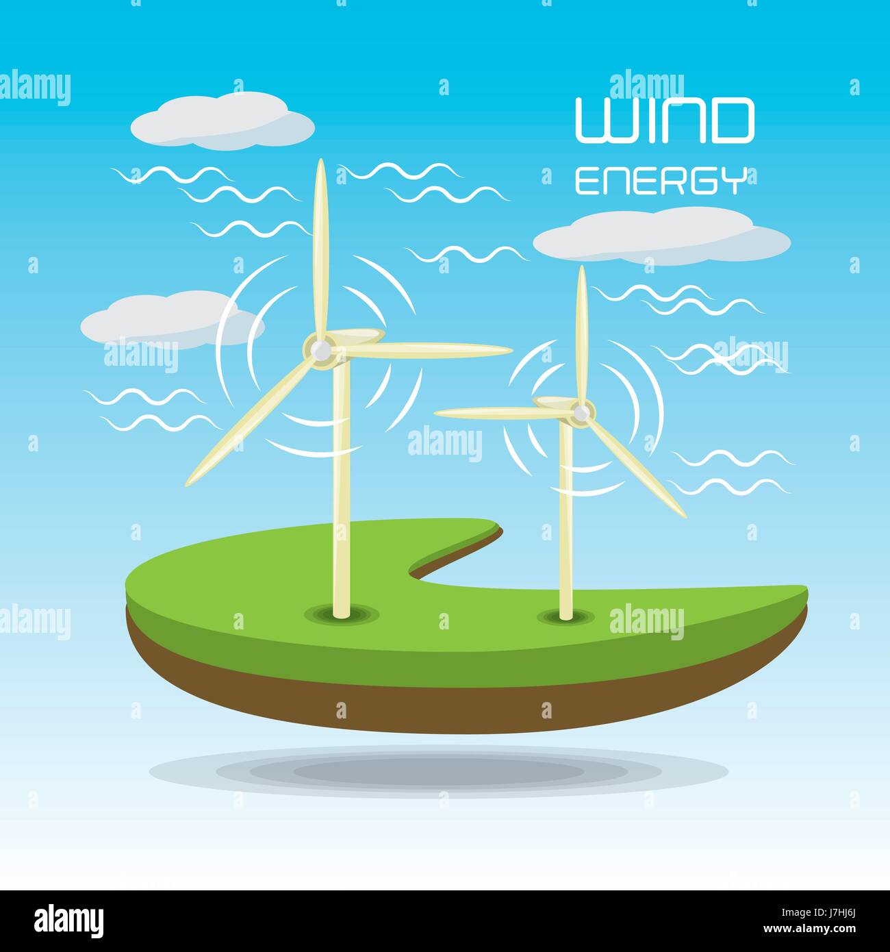 Paysage plat avec releated windpower Illustration de Vecteur