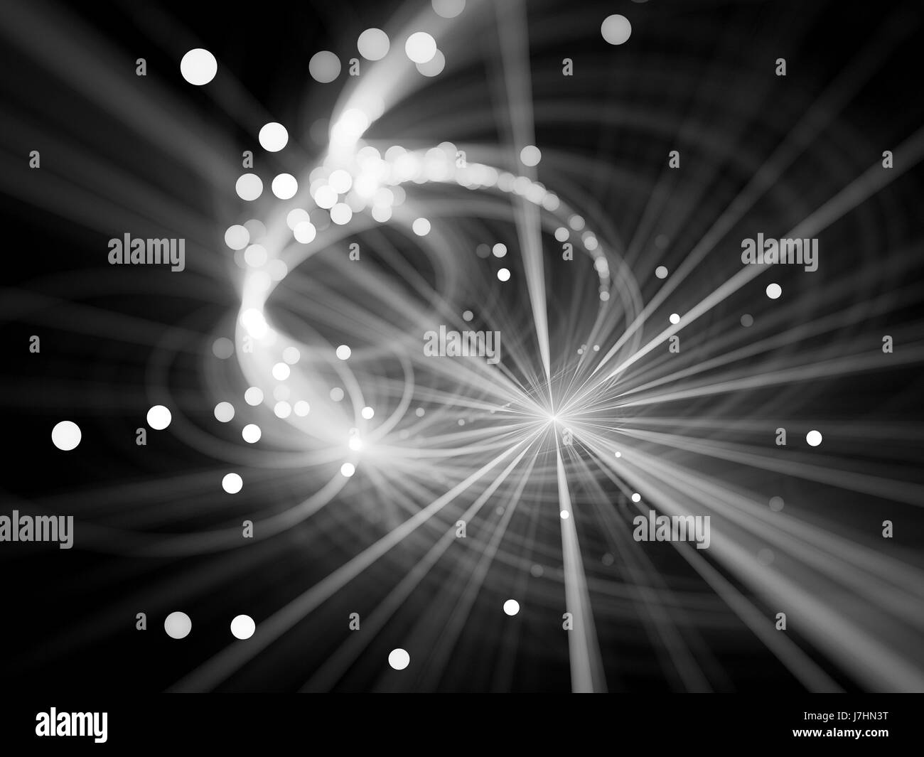 Étoile brillante texture d'explosion avec des particules, générée par ordinateur résumé arrière-plan du plan de l'intensité, noir et blanc, 3D Rendering Banque D'Images
