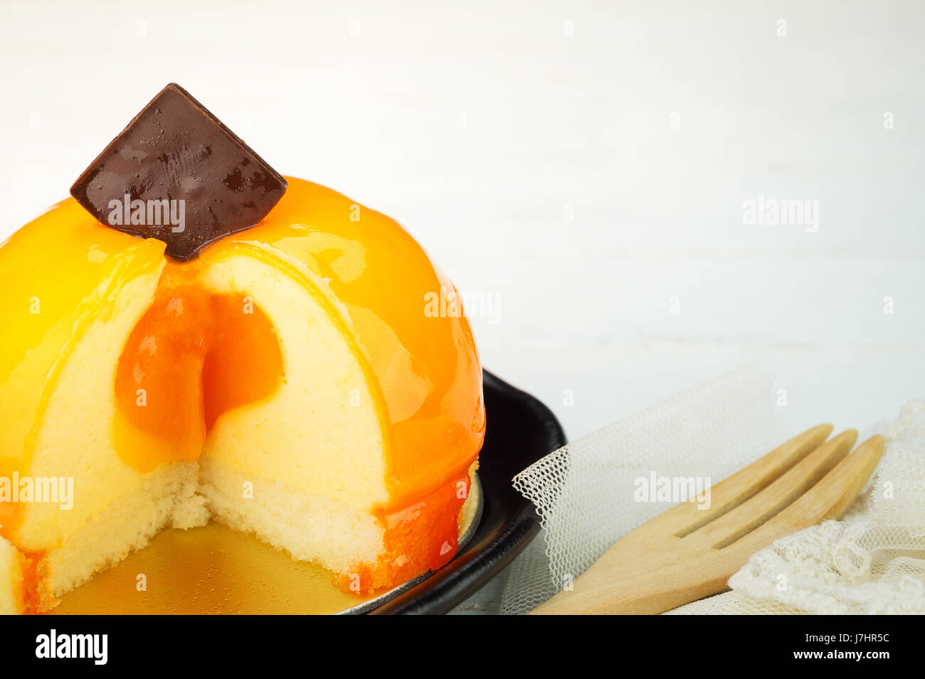 Gâteau au fromage au chocolat orange farcie Banque D'Images