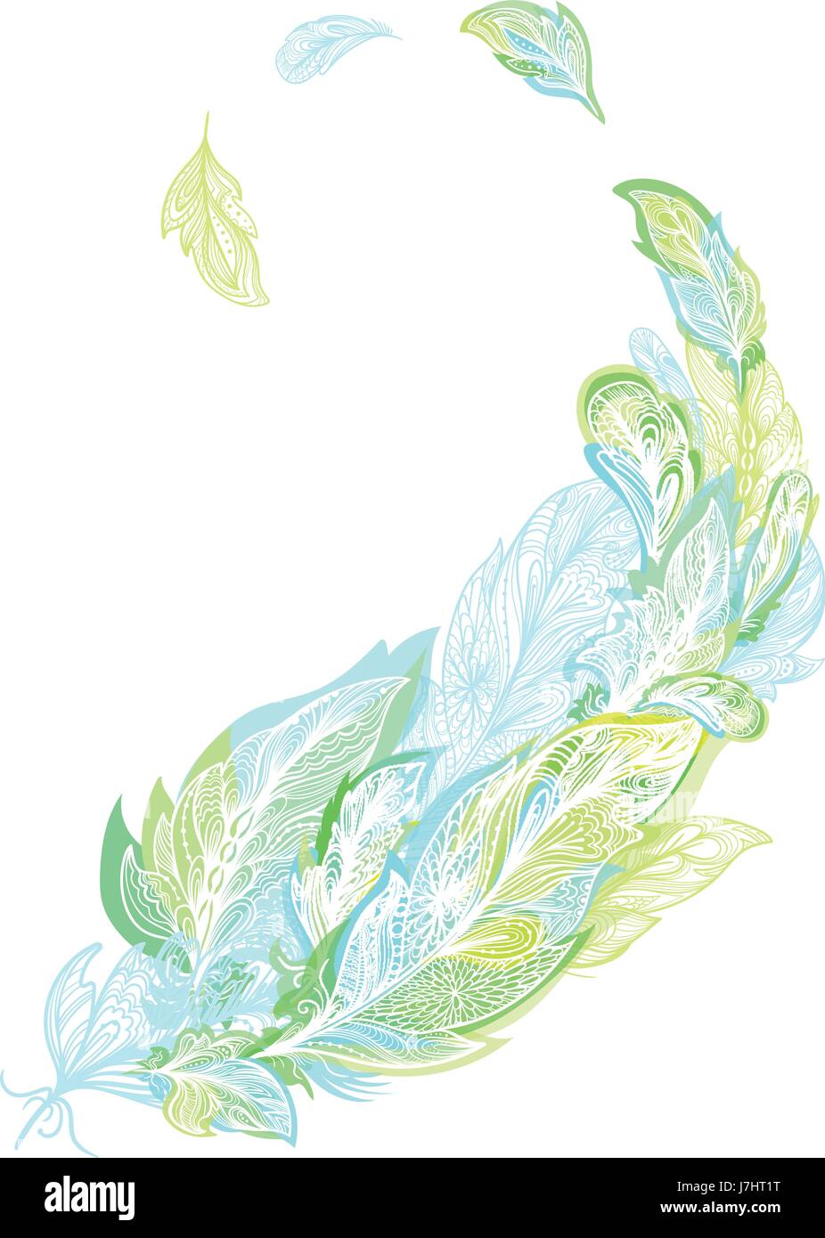 Zentangle ornement tribal modèle élément design en bleu et la verdure couleurs Illustration de Vecteur
