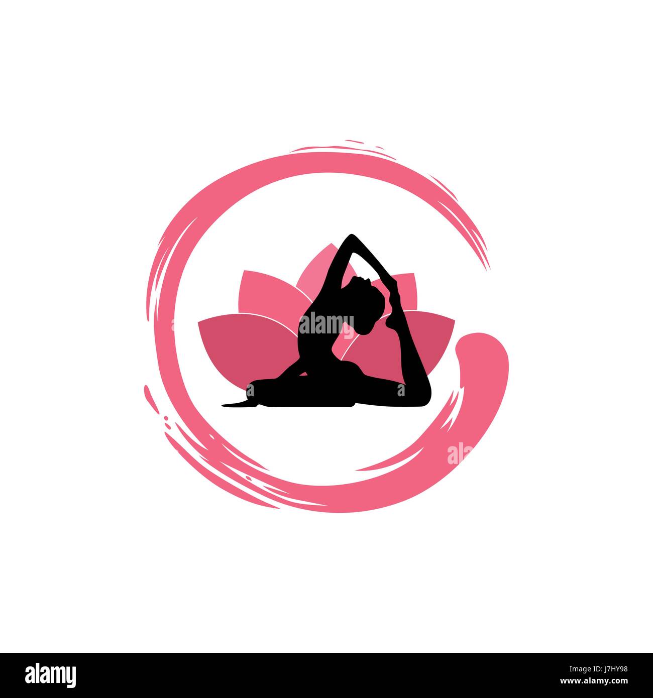 Yoga Woman Silhouette Fleur De Lotus Avec Modèle De