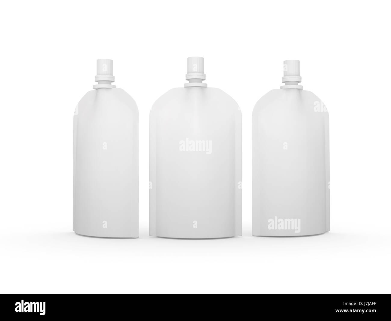 Stand up blanc vide emballage sac avec bec verseur couvercle, chemin de détourage inclus. Maquette plastique pack pour produits liquides comme les jus de fruits, lait , jelly, de Banque D'Images
