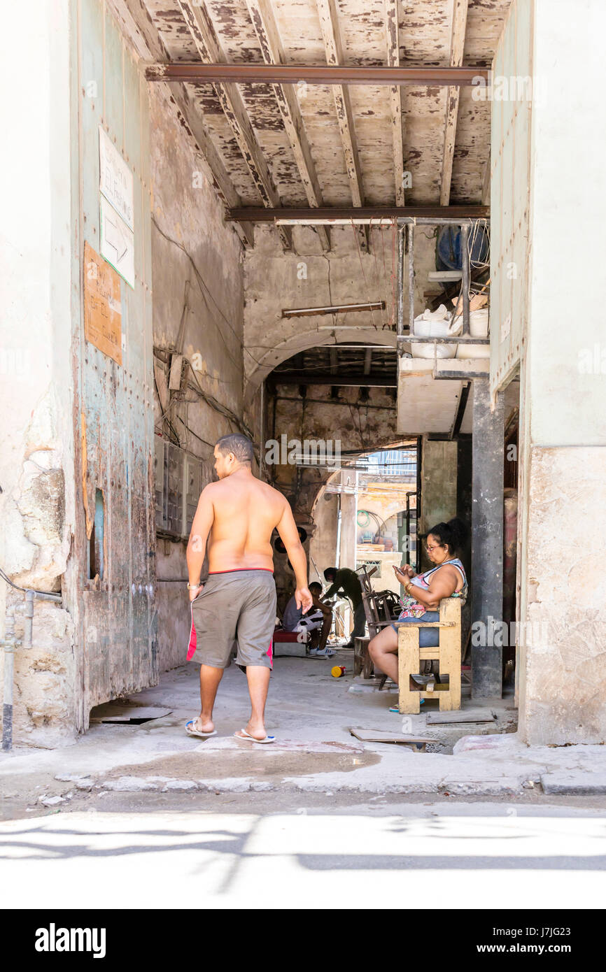 La vie à Cuba, cubains, d'accueil de la pauvreté dans la Havane, Cuba La Havane, les Cubains vivant à la maison, la vie de rue à La Havane, Cuba, les cubains, la pauvreté, la vie street, typique, accueil Banque D'Images