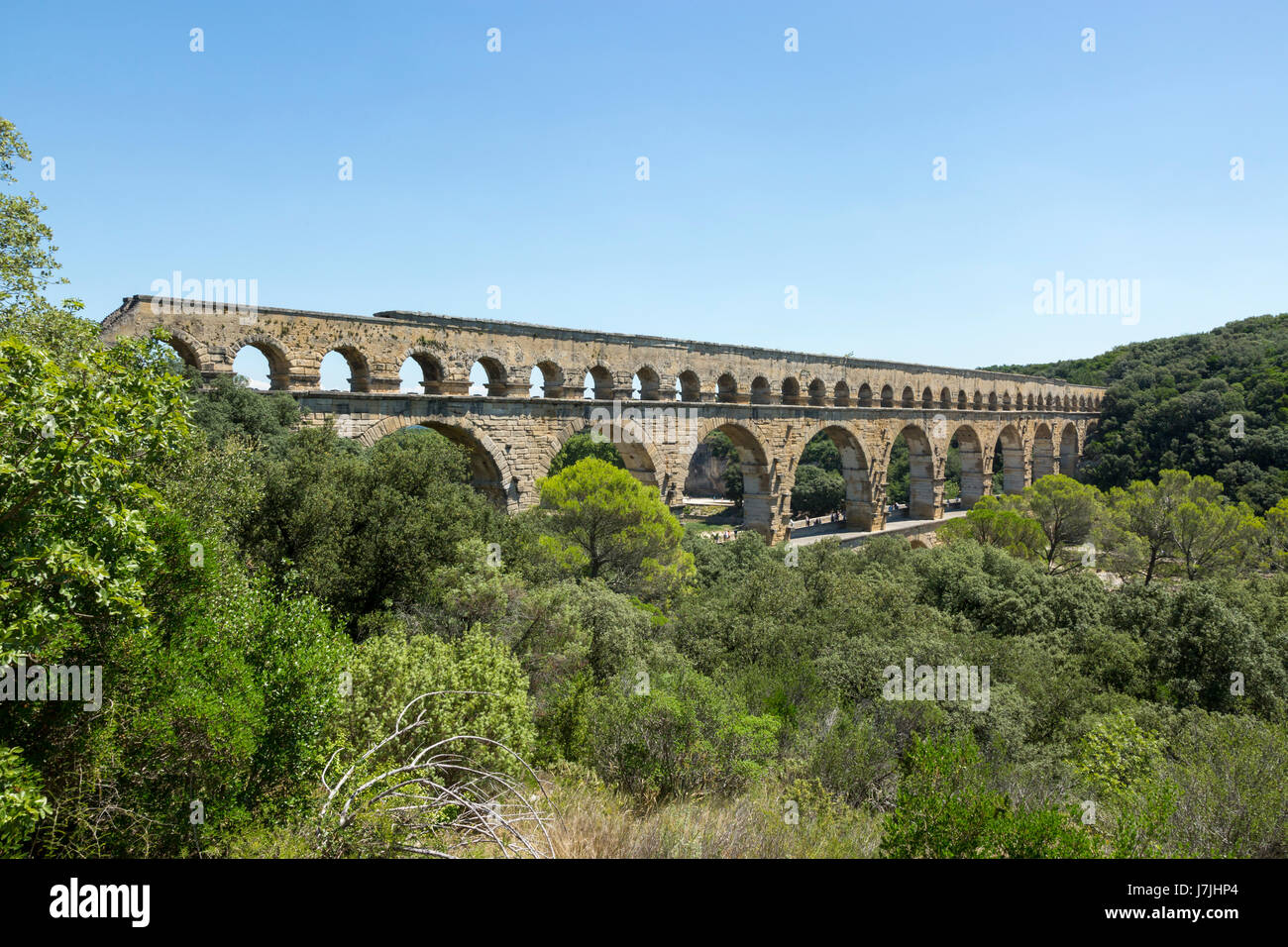 Pont-du-Gard, France. Un ancien aqueduc romain dans le sud de la france. Il a été fait un site du patrimoine mondial de l'Unesco en 1985 Banque D'Images