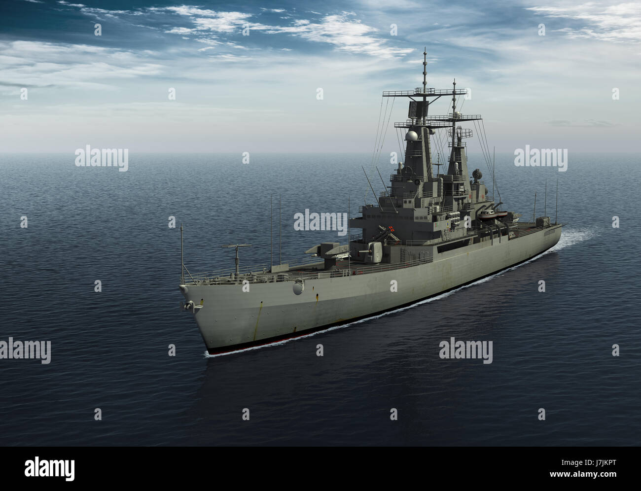 Navire de guerre moderne dans la haute mer. 3D Illustration Photo Stock ...