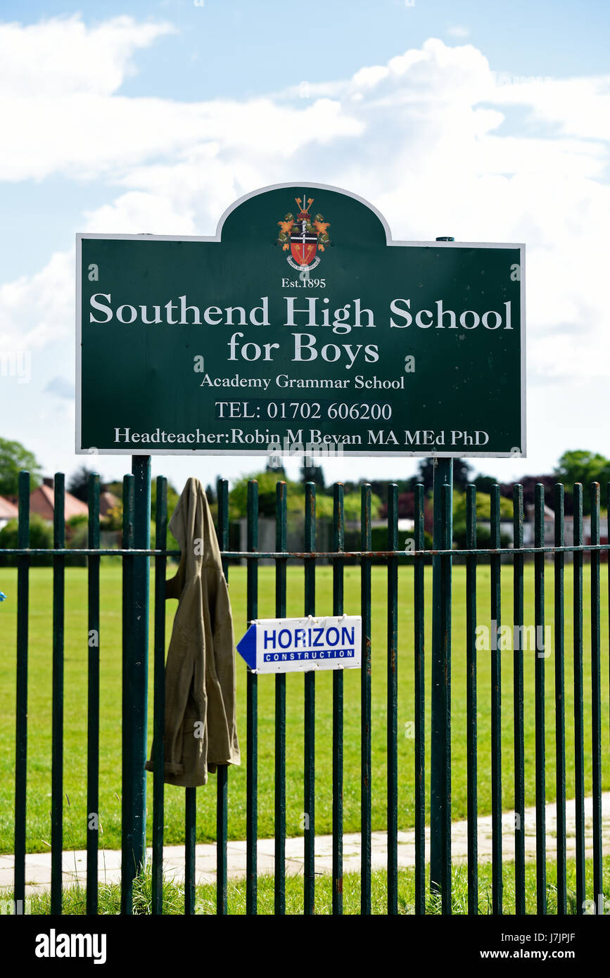 Southend High School for Boys Academy Grammar School, Prittlewell Chase, Southend on Sea, Essex, Royaume-Uni Banque D'Images