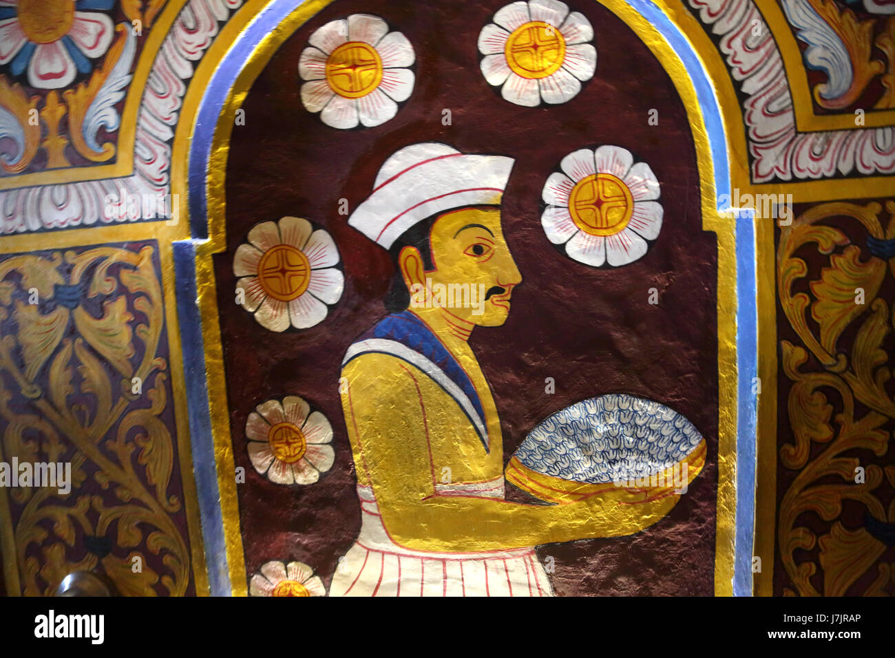 Kandy au Sri Lanka Temple de la dent la peinture murale Banque D'Images