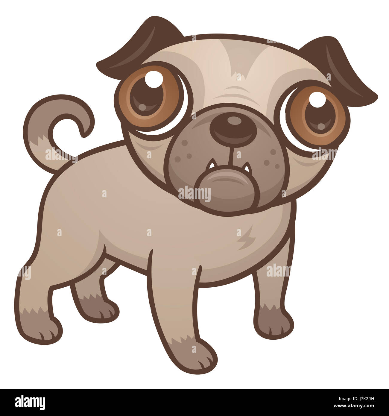 Pet dog puppy bulldog pug cartoon animal canin chien brunette brun marron Banque D'Images