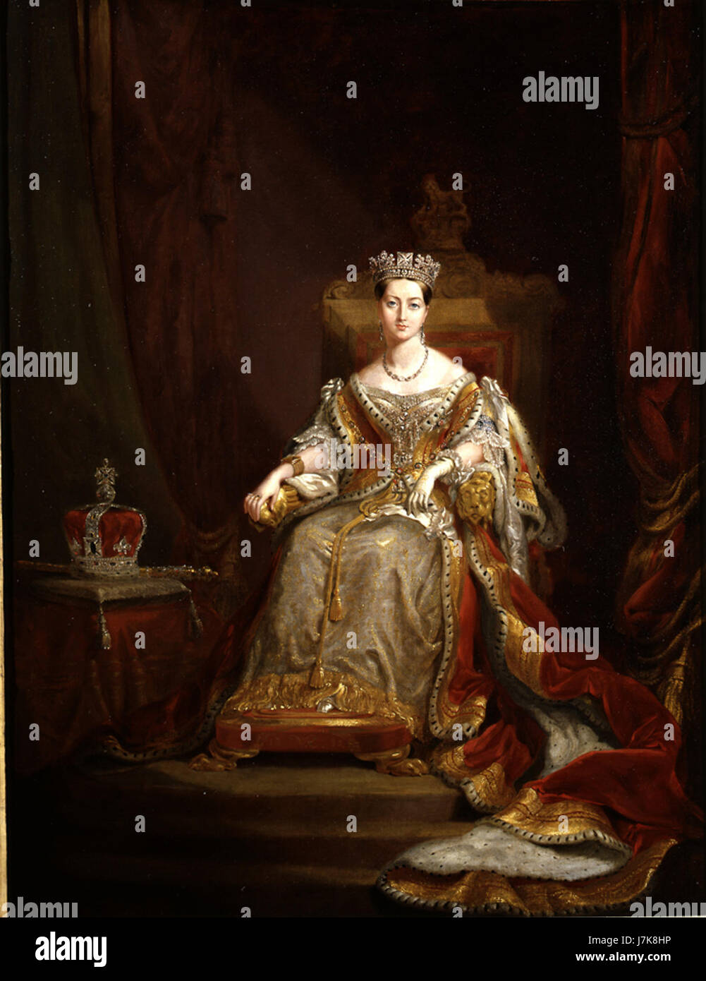La reine Victoria en 1838 Coronation robes (copie de l'original à la Guildhall) Banque D'Images