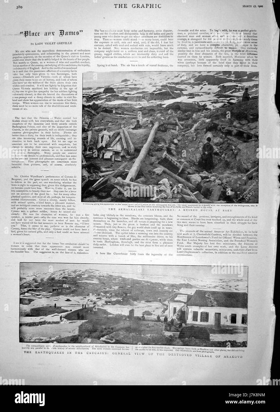 Les tremblements de terre de 1900 dans la région du Caucase, y compris Arakovo et Bakou, ont causé d'importantes destructions. La Phelps Yeomanry, une unité militaire britannique, a été impliquée dans la suite de la catastrophe, fournissant de l'aide aux régions touchées. Banque D'Images