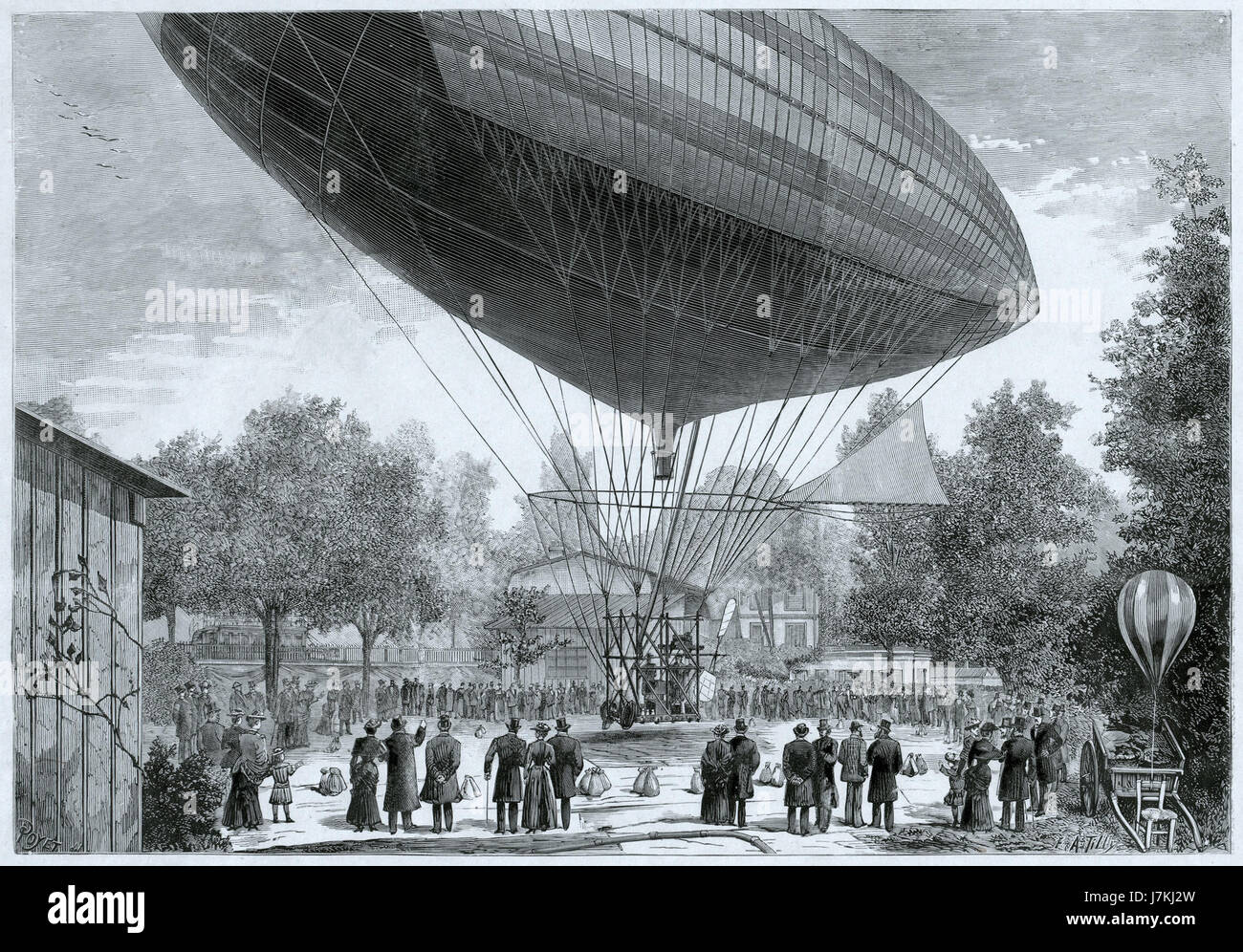 Elktroluftschiff fait référence à un dirigeable du début du XXe siècle, peut-être un modèle allemand, conçu pour les voyages aériens à propulsion électrique. Banque D'Images