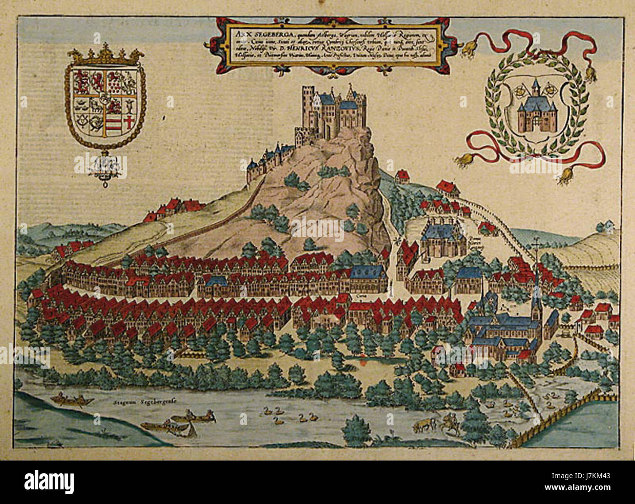 Bad Segeberg, Braun et Hogenberg font référence à un lieu historique et aux individus qui lui sont associés, probablement liés à la cartographie ou à la généalogie allemande. Cela pourrait être lié à des registres géographiques ou familiaux. Banque D'Images
