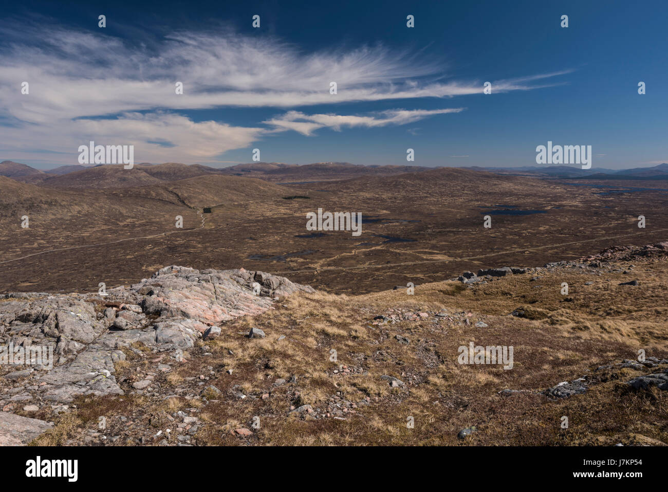 Vue de Rannoch Moor de Creag Dhubh à l'Est de Glen Coe, Ecosse, Royaume-Uni. Banque D'Images