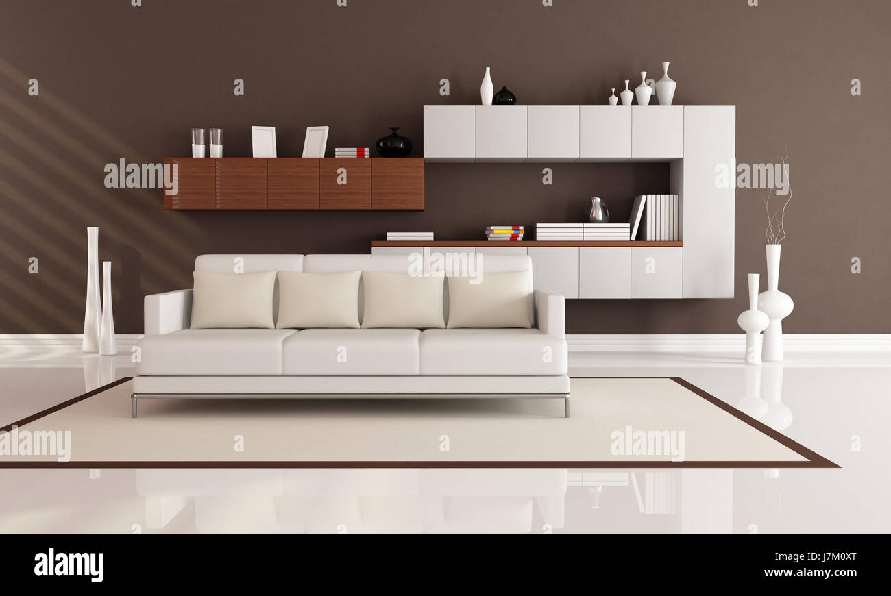 Ameublement moderne modernité minimaliste horizontal intérieur salon vivant Banque D'Images