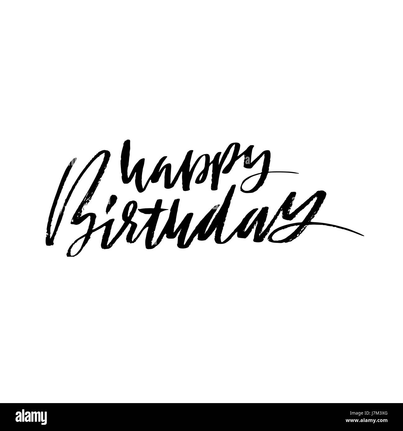 Joyeux anniversaire. La brosse sèche moderne lettrage pour invitation et carte de souhaits, estampes et affiches. Inscription manuscrite. Dessin calligraphique. Vector illustration. Illustration de Vecteur
