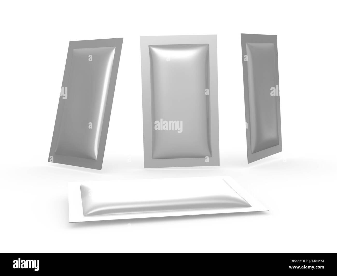 La chaleur vide aluminium paquet scellé avec chemin de détourage. L'emballage ou emballage de sucré, snack-bar, café, lait, sel, sucre, médicaments, drogues gel de refroidissement pa Banque D'Images