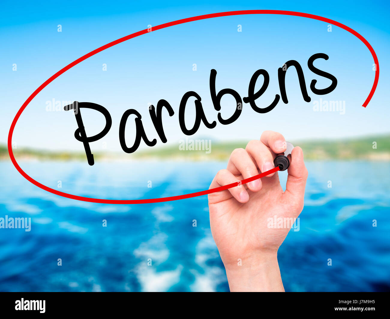 Parabens Joyeux Anniversaire En Portugais Sur Du Papier Blanc Tenir La Main De L Homme Papier Avec Texte Isole Sur Fond De Ciel Concept D Entreprise Ph Stock Photo Stock Alamy