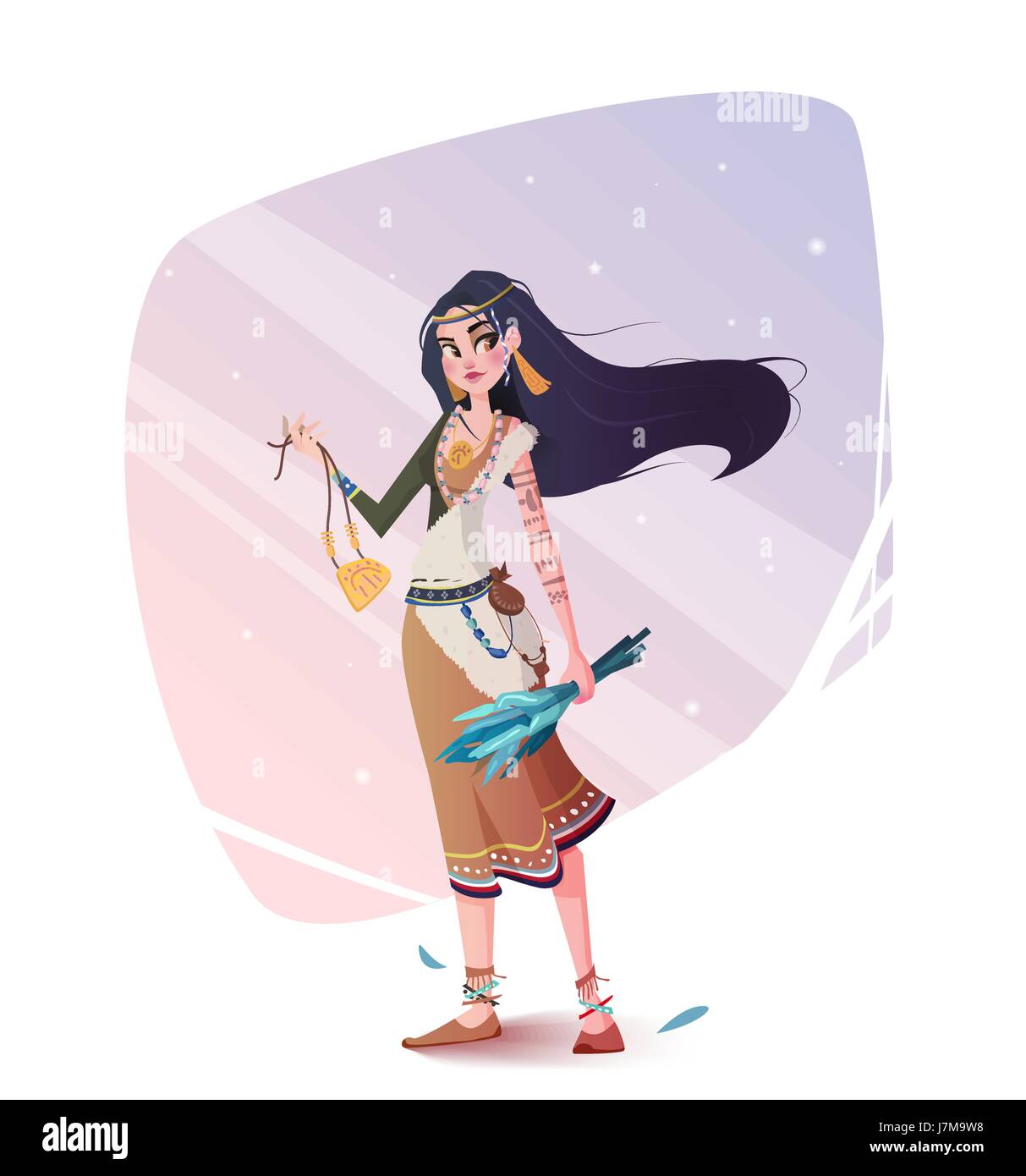 Illustration d'une fille de la tribu. Illustration de Vecteur