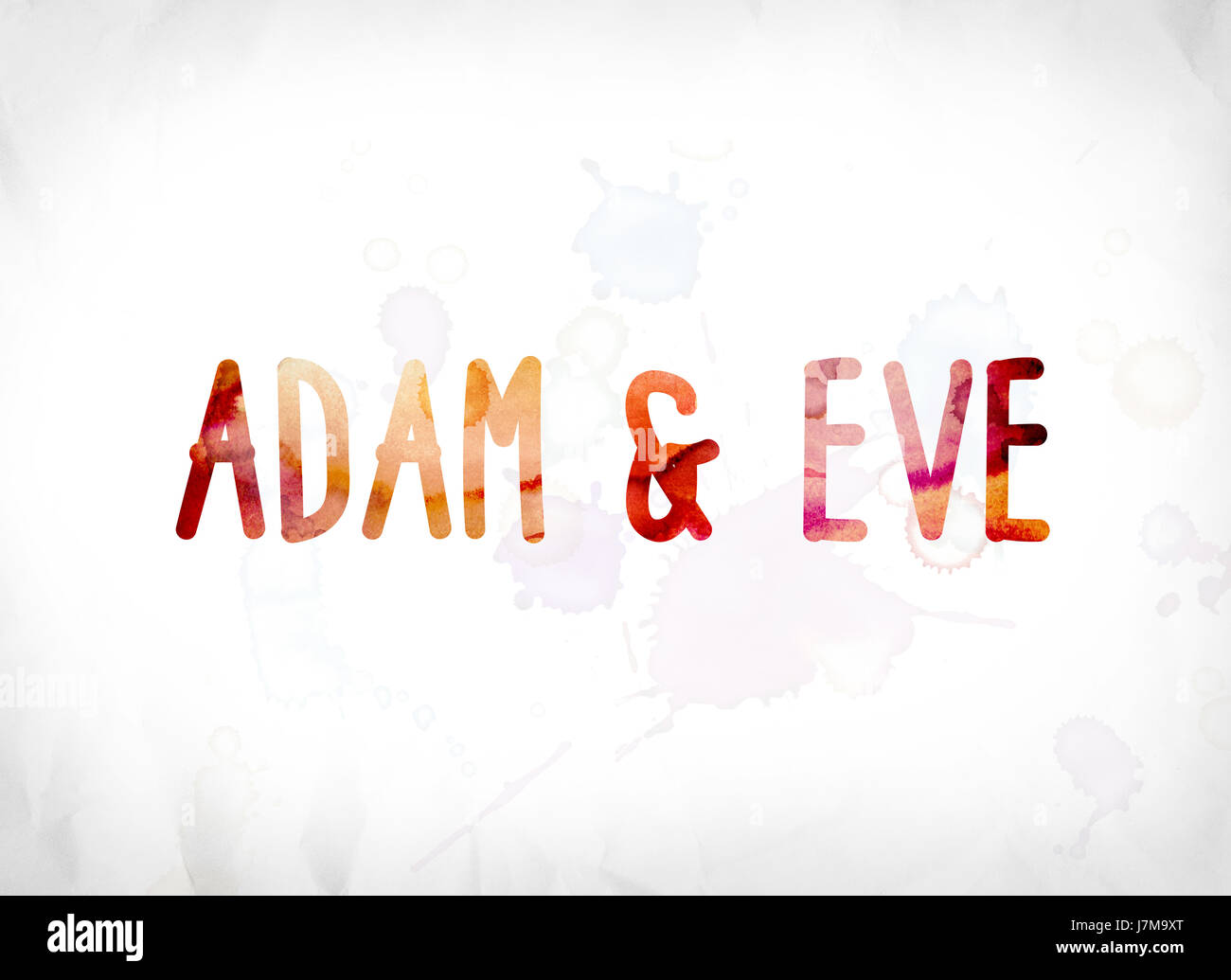 Concept d'Adam et Eve et le thème peint en aquarelle de couleur sur un fond de papier blanc. Banque D'Images