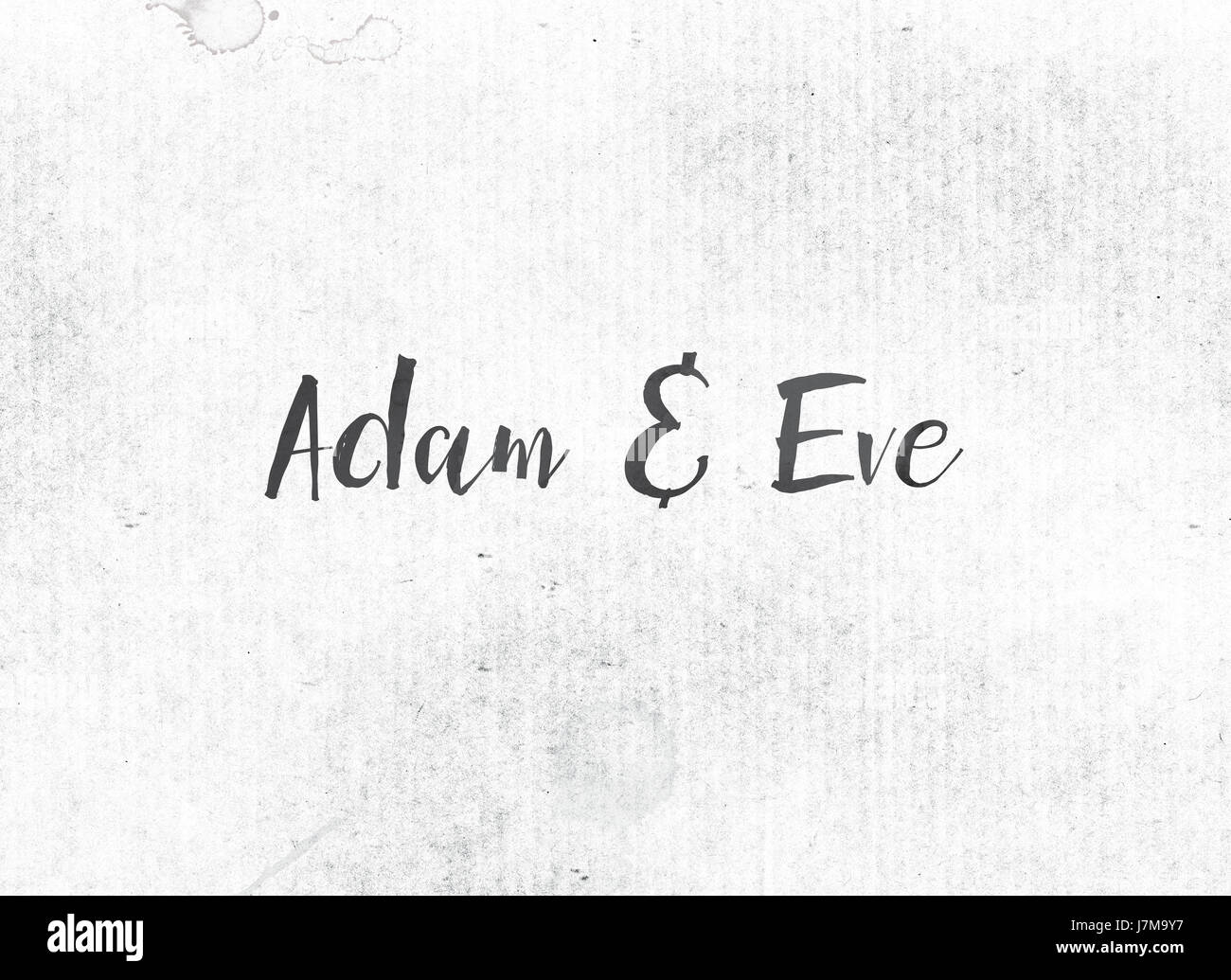 Concept d'Adam et Eve et le thème peint en noir sur un fond de lavage à l'aquarelle. Banque D'Images