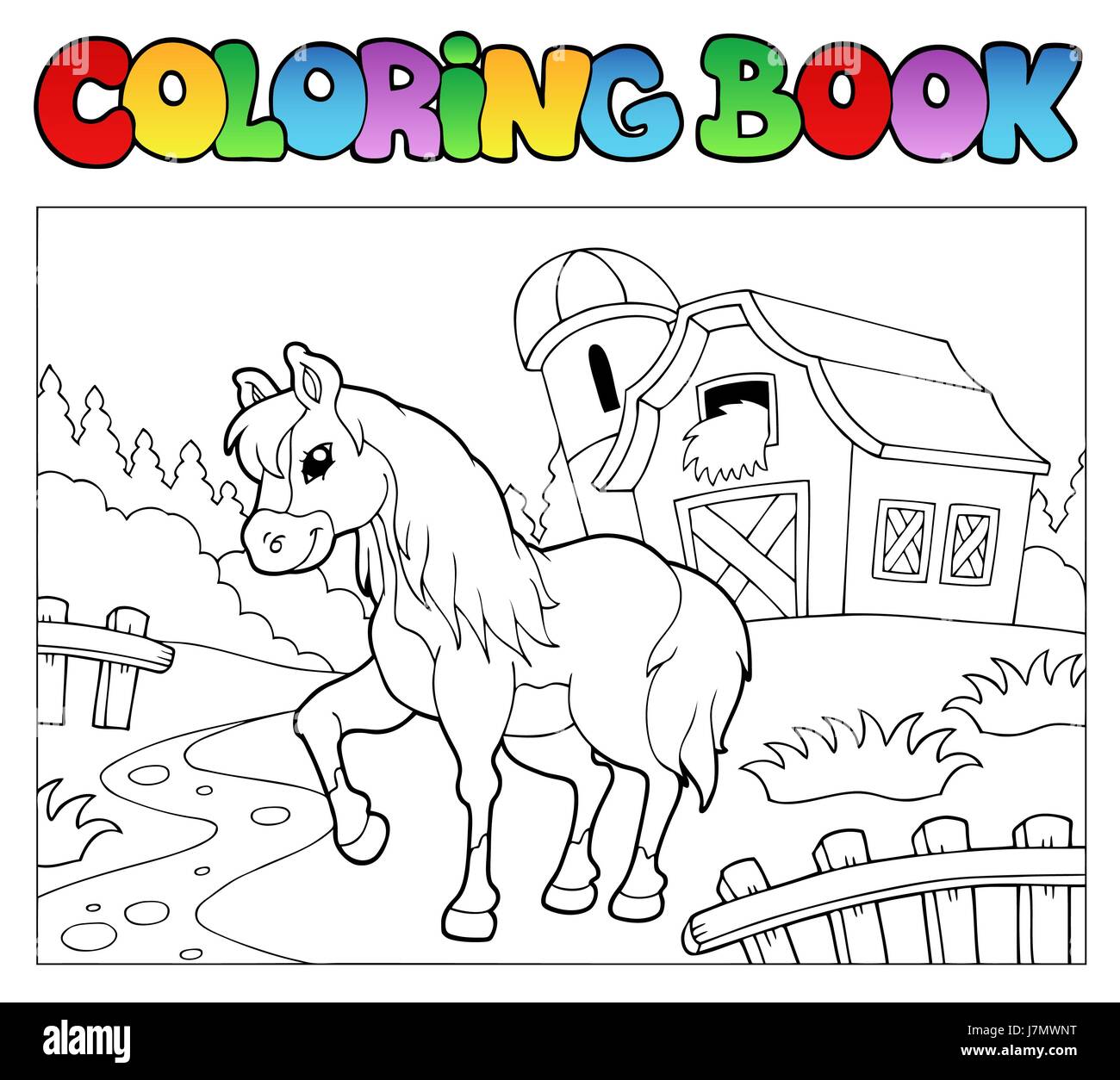 Cheval couleur mammifère animal peint peinture Coloring Book à pied rendez-vous aller à pied Banque D'Images