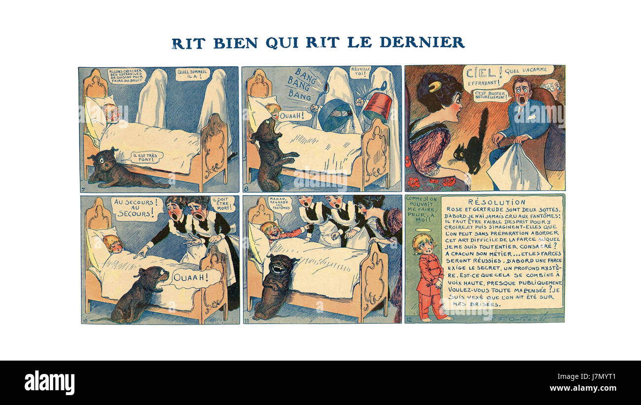 Buster Brown le petit farceur est une référence à un personnage de dessin animé populaire du début du XXe siècle. Buster Brown était connu pour son comportement espiègle et ses manigances humoristiques, souvent présentées dans des bandes dessinées et des publicités. Banque D'Images