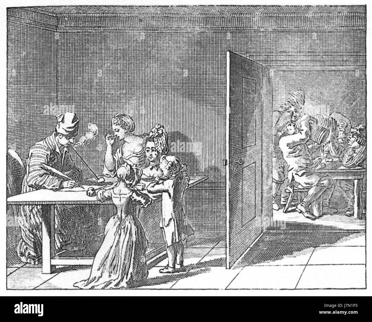Ce titre fait référence à une illustration ou une œuvre d'art de Daniel Chodowiecki, probablement une partie de la série 'Basedow Tafel', avec Tafel 28a étant la pièce spécifique. Chodowiecki est un artiste allemand connu pour ses gravures et illustrations à la fin du XVIIIe siècle. Banque D'Images