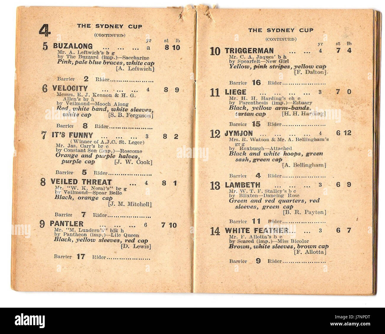 L'AJC Sydney Cup 1942 a été un événement important dans les courses hippiques australiennes, mettant en vedette certains des meilleurs concurrents de l'époque. Cette course fait partie de la riche histoire des courses hippiques de Sydney et reste un moment mémorable pour les passionnés de courses. Banque D'Images L'AJC Sydney Cup 1942 a été un événement important dans les courses hippiques australiennes, mettant en vedette certains des meilleurs concurrents de l'époque. Cette course fait partie de la riche histoire des courses hippiques de Sydney et reste un moment mémorable pour les passionnés de courses. Banque D'Images