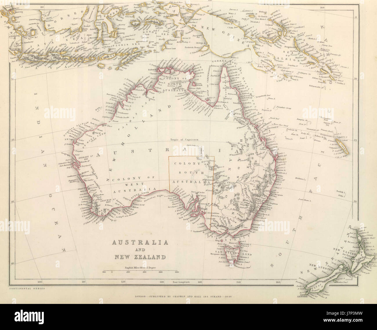 L'Australie est un grand continent et un pays de l'hémisphère sud, connu pour ses paysages variés, sa faune unique et son riche patrimoine culturel. Il comprend de vastes déserts, des forêts tropicales humides et la Grande barrière de corail. Banque D'Images