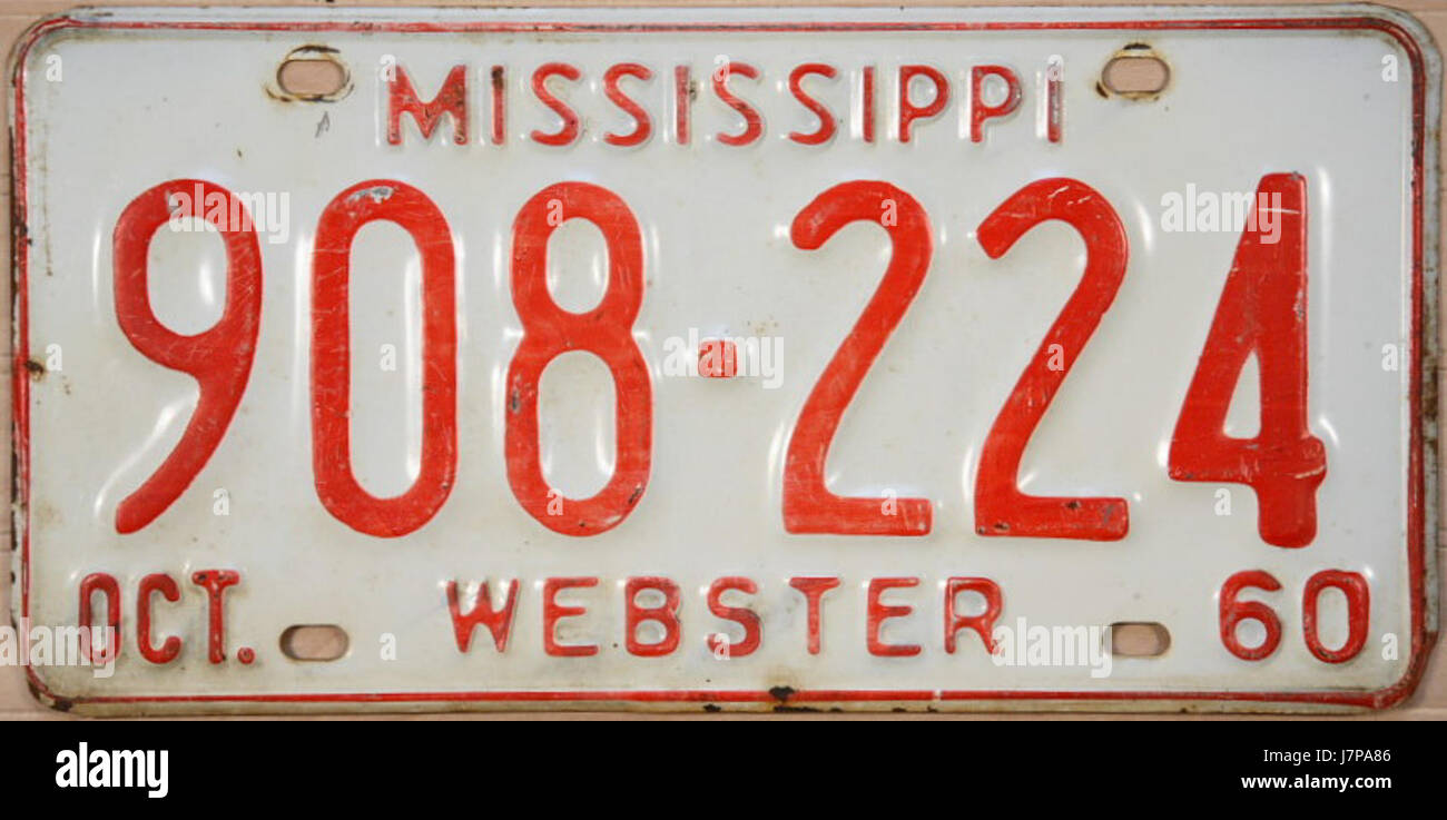 Années 1960 MississippiPassengerLicensePlate Banque D'Images